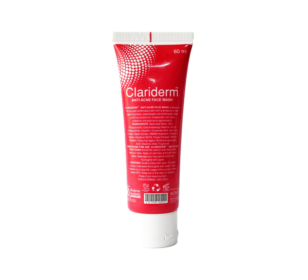 Clariderm Anti Acne Face Wash back